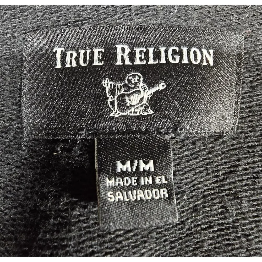 True Religion Men's Buddha Graphic Core Full Zip Hoodie Black Medium